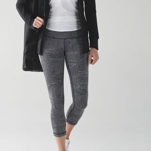 Lululemon Wunder Under Crop Leggings Jacquard Black White 8
